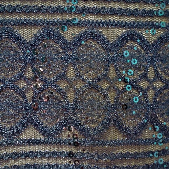 Sangria Size 10 Navy Sequined Lace Midi Dress - Picture 3 of 4